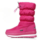 Winter thick women's snow boots Warm Plush Mid-calf Boots Non slip Waterproof Platform Snow Boot Casual Female White shoes MartLion Rosy Red 40