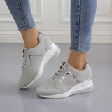 Chunky Sneakers Solid Color Platform Shoes Thick Bottom Zipper Women's Vulcanized Shoes MartLion   