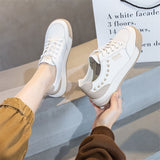 Genuine Leather White Breathable Women Running Shoes Spring Autumn Lace-Up Casual Sneakers Zapatos De Mujer Mart Lion   