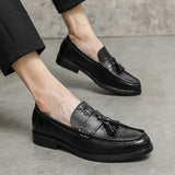 Tassels Men's Loafers Split Leather Footwear Crocodile Pattern Dress Shoes Elegant Social Mart Lion   