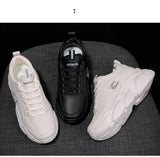 Gold white thick black bottom shoes female age season thick bottom  PU leather platform sneakers MartLion   