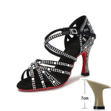 Pearl Black Latin Dance Shoes for Women Summer Soft Bottom Indoor Jazz Tango Salsa High Heels Sandals Party MartLion   