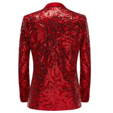 Men's Shiny Red Sequins Floral Suit Jacket One Button Shawl Lapel Tuxedo Party Wedding Banquet Prom Homme blazers MartLion   