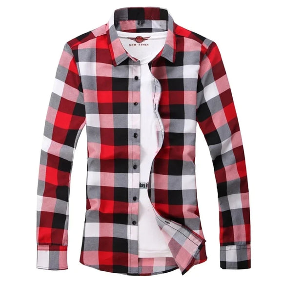 Mens Blouse Blue Gradient Striped Men Dress Shirt Tops Casual Business Plaid Print Long Sleeves MartLion Red 4XL     79 to 86kg 