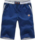 Casual Shorts Soft Sweatpants men's Breathable Clothing Twill Pants Elastic Summer Clothes Drawstring Mart Lion Darkblue 32 