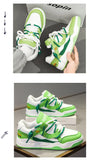 Trendy Men's Platform Sneakers Skateboard White Green Flat Skate Shoes Non-slip Outdoor Zapatillas De Skate MartLion   