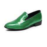 Red Glitter Leather Shoes Men's Height-increasing High Heels Slip-on Pointed Toe Casual Shoes MartLion green 825 39 CHINA