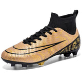 Men's Football Boots Long Spike Kids Grass TF FG Training Soccer Shoes Professional Society Sneakers Outdoor Sports Football Shoes MartLion Gold C 32 CHINA