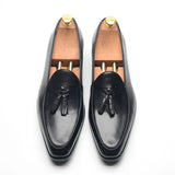 Leather Wedding Dress Shoes Elegant Tassel Loafers for Men MartLion   