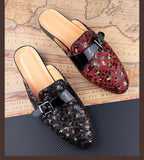 Luxury Moccasins Men's Slippers Casual Sequin Cloth Slipper Black Red Loafers Hide Toes Shoes Outdoor Slipper MartLion   