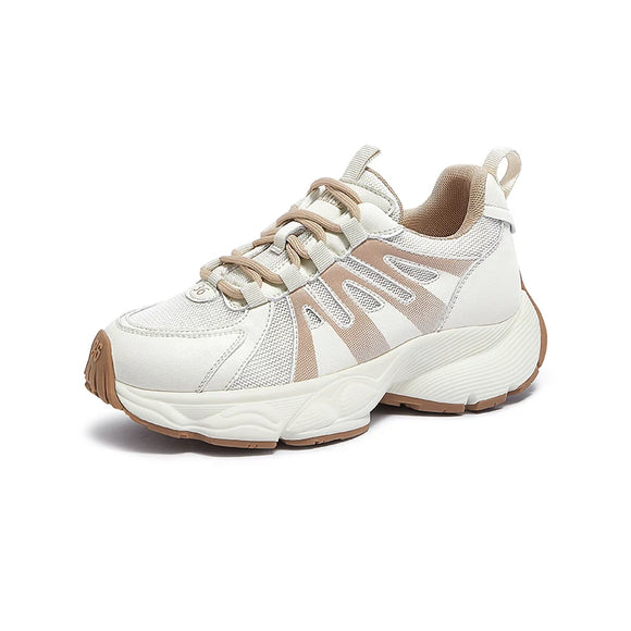 Women's Running Shoes Versatile Sneakers Breathable Thick-soled Dad's Autumn Soft Casual MartLion Beige 38 