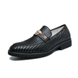 Men's Loafers Leather Round Toe Solid Color Dress Party Black Wedding Slip-On Shoes Daily Casual MartLion black 47 