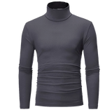 Spring Autumn Winter Men's Bottom Shirt High Elasticity Casual Slim Fit Basic Long Sleeve Sports Turtleneck Tops MartLion dark grey S 