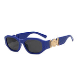Small Rectangle Sunglasses Men's Women Square Travel Shades Vintage Retro Lunette Soleil Femme De Sol MartLion blue as picture 