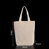Women Men Handbags Canvas Tote bags Reusable Cotton grocery High capacity Shopping Bag MartLion White 34x39x9.5cm  