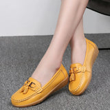 Spring Autumn Women Genuine Leather Loafers Flats Moccasins Shoes Casual Ladies Black MartLion   