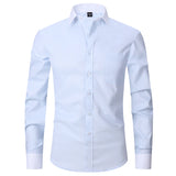 Men's Classic French Cuffs Solid Dress Shirt Fly Front Placket Formal Business Standard-fit Long Sleeve Office Work White Shirts MartLion S16 90-95 KG 45 CHINA