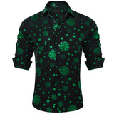 Men's Christmas Shirts Long Sleeve Red Black Green Novelty Xmas Party Clothing Shirt and Blouse with Snowflake Pattern MartLion CY-2376 S 