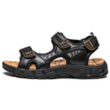Beach Shoes Men's Slippers Summer Sandals Leather Sandals Outdoor Non-Slip Garden Hiking Mart Lion Black Eur 38 