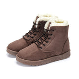 Women Ankle Boots Plush Warm Winter Lightweight Thick Casual Outdoor Winter Shoes Lace Up Flat Sneakers Warm Mart Lion   