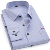 Striped Shirt Brand Clothing Pocket Men's Long Sleeve Shirt  Summer Slim Fit Shirt Casual Shirt Clo Mart Lion AAQS2102buleT 38 