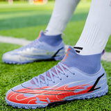  Football Boots Men's Futsal Shoes  Kids Tf Fg High Top Artificial Grass Studded Anti Slip Mart Lion - Mart Lion