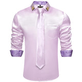 Men's Shirts Long Sleeve Stretch Satin Social Dress Paisley Splicing Contrasting Colors Tuxedo Shirt Blouse Clothing MartLion CY2261-N8020-XZ S 