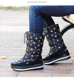 Winter thick women's snow boots Warm Plush Mid-calf Boots Non slip Waterproof Platform Snow Boot Casual Female White shoes MartLion