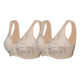 Women Front Button Bra Large Size Thin Brassiere Mother's Cotton Wireless Sleep Bra Anti-sagging MartLion 2 Beige 40(90) 