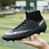 Turf Soccer Shoes High Ankle Futsal Men's Ag Tf Outdoor Breathable Football Boots Anti Slip Trainers Mart Lion   