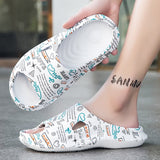 Breathable Beach Slippers Men's Bathroom Slippers Outdoor Non-slip Slides Leisure Sneakers Soft Casual Shoes Mart Lion 3-White 6.5 