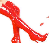 Women Thigh High Boots Men's Leather Cosplay Shoes Over The Knee Pointed Toe Side MartLion Red 10cm heel 35 
