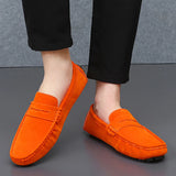 Suede Leather Penny Peas Loafers Men's Women Boys Driving Shoes Moccasins Slip on Flats Designer Loafers Pink MartLion   