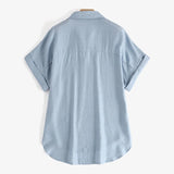 Summer Oversized Shirts Women Shirt Loose Solid Tops Short Sleeved Blouse Casual Solid Buttons Down MartLion   