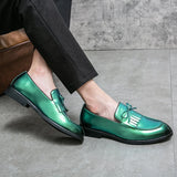 Men's Dress Shoes Party Formal Green British Loafers MartLion   