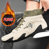 Men's Winter Ankle Boots Leather Boots Snow Casual Warm Shoes High Top Sneakers Outdoor Light Loafer MartLion   