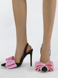 Liyke Spring Summer Women Slingback Sandals Crystal Bowknot Pointed Toe High Heels Wedding Prom Shoes Ladies Pumps Mart Lion   
