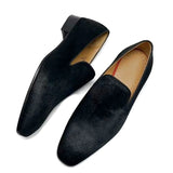 Black Horsehair Leather Loafers Dress Shoes Men's Flats Party Wedding Office Shoes Men MartLion as picture 6 