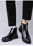 Chelsea Genuine Leather Men's Ankle Shoes Dress Boots Elegant Mans Winter Warm White MartLion   
