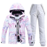 Letter Women Ski Suit Winter Windproof Waterproof Snowboard Jacket Pants Snow Walking Clothes Female Snowsuit MartLion 3 XS 