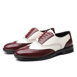Men's Formal Brogue Shoes Luxury Dress Oxford Designer Casual Leather Mart Lion Red 38 