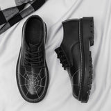 Men's Leather Shoes Creative Spider Web Stitch Casual Sneakers Flats Skateboard Sports Walking Loafers Mart Lion   