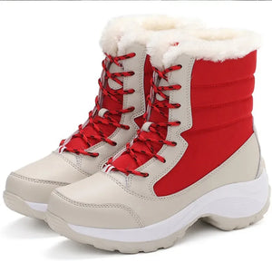 Women's Winter Boots Thick Sole Sloping Heel Ankle Outdoor Light Plush Warm Cotton Shoes MartLion Red 36 