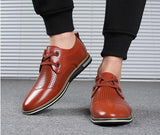 Men's Casual Leather Shoes Lace-up Hollow Breathable Driving Flats Outdoor Sports Mart Lion   