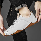Genuine Leather Men's Sneakers Cow Leather Casual Shoes Slip On Flats Designer Zapatillas Hombre Sport Mart Lion   