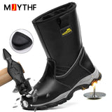  Safety Boots Leather Shoes Mid-calf Anti-smash Anti-puncture Work Steel Toe Cap winter Water Proof MartLion - Mart Lion