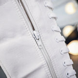 High Top Breathable Canvas Shoes Soft Front Lace Up Side Zipper Korean Version Hollow Out Casual MartLion   