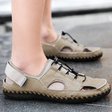 Genuine Leather Sandals Summer Comfort Handmade Casual Shoes Flat Sandals Men's Outdoor Beach Sandals MartLion   