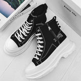 Men's Casual Sneakers Canvas Platform Ankle Boots High-cut Thick Bottom Basketball Trainers Breathable Sport Shoes Mart Lion   