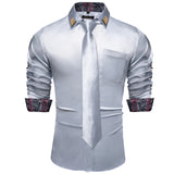 Men's Shirts Long Sleeve Stretch Satin Social Dress Paisley Splicing Contrasting Colors Tuxedo Shirt Blouse Clothing MartLion CY2208-N8007-XZ S 